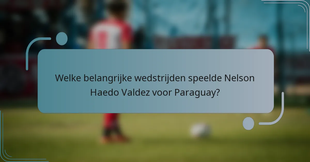 Welke belangrijke wedstrijden speelde Nelson Haedo Valdez voor Paraguay?